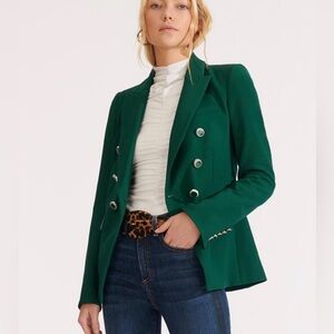 Green Veronica Beard Miller Dickey Jacket with enamel buttons
